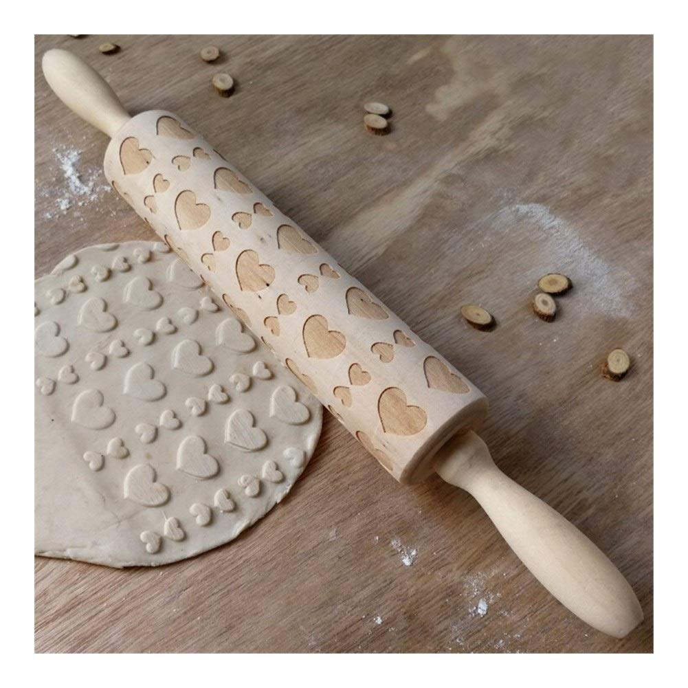 Rouleau pâtisserie relief cœur 35cm : réussissez vos biscuits de Noël gravés sans effort