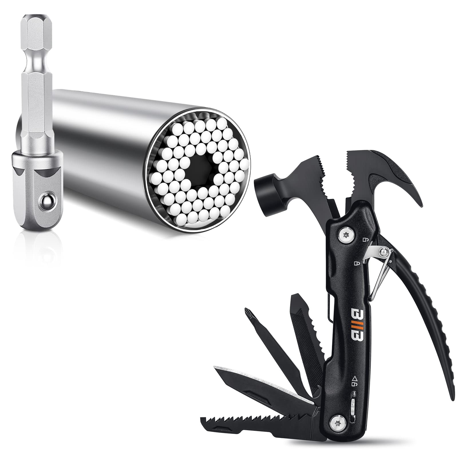 BIIB Gifts for Men, Universal Socket Tools Mini Hammer Multitool Cool Gadgets, Unique Gifts for Dad from Daughter Son Kids Wife Christmas Gifts for Men