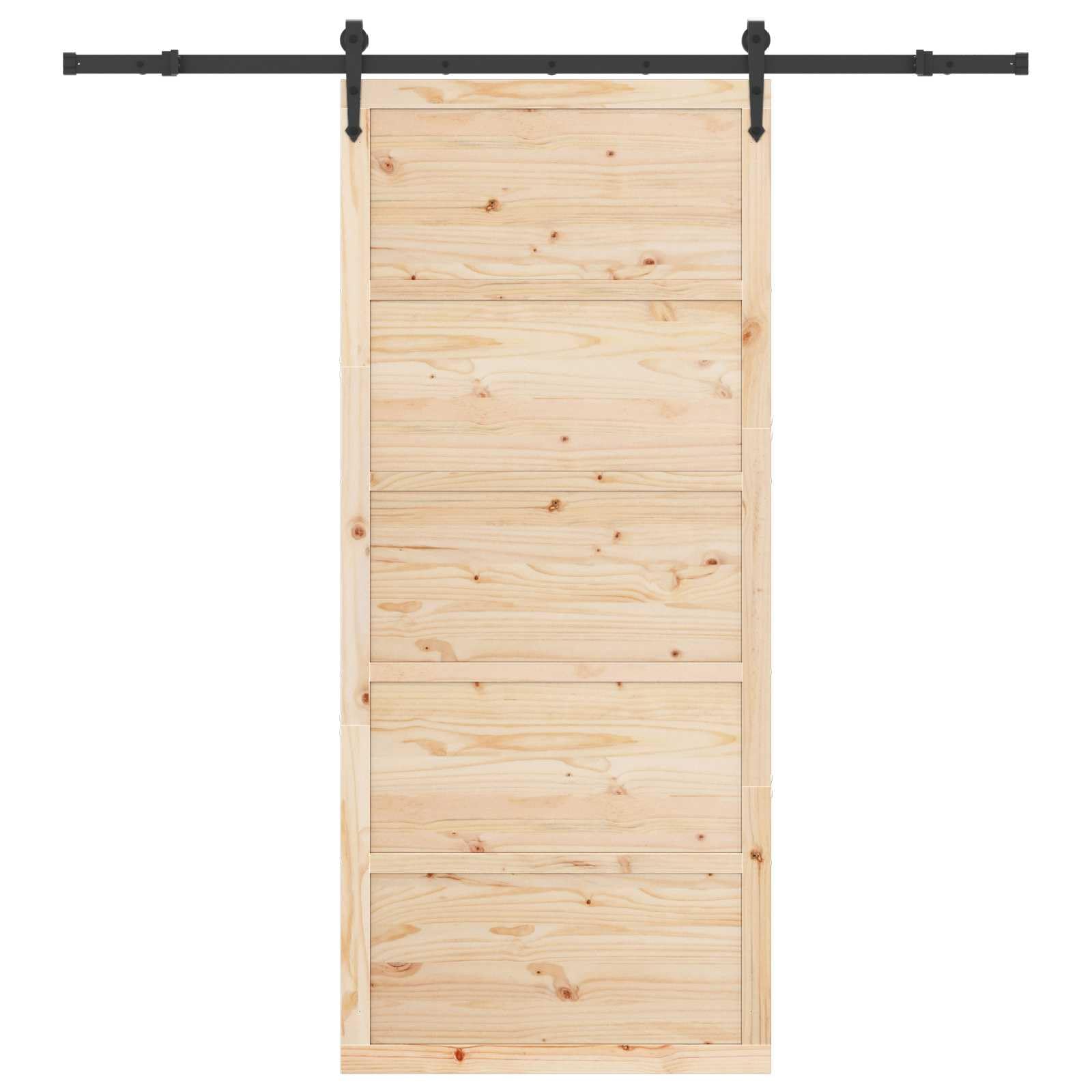 vidaXL Porta scorrevole Naturale 90 x 208 cm Legno Massello di Pino, Soggiorno, Porta Scorrevole Moderna, Divider in Legno, Binario Regolabile, Ingresso in Pino Salvaspazio