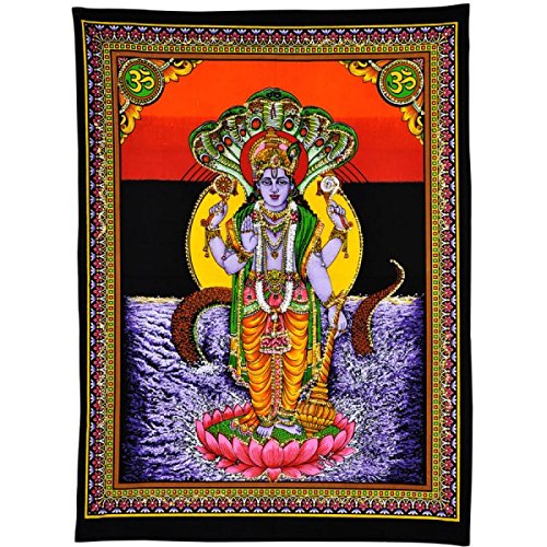 GangesindiaGangesindia Lord Vishnu Print on Cloth with Sequin Work