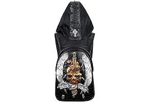 Hoody Backpack Phantom Skull Rivets Travelling Rucksack Bag