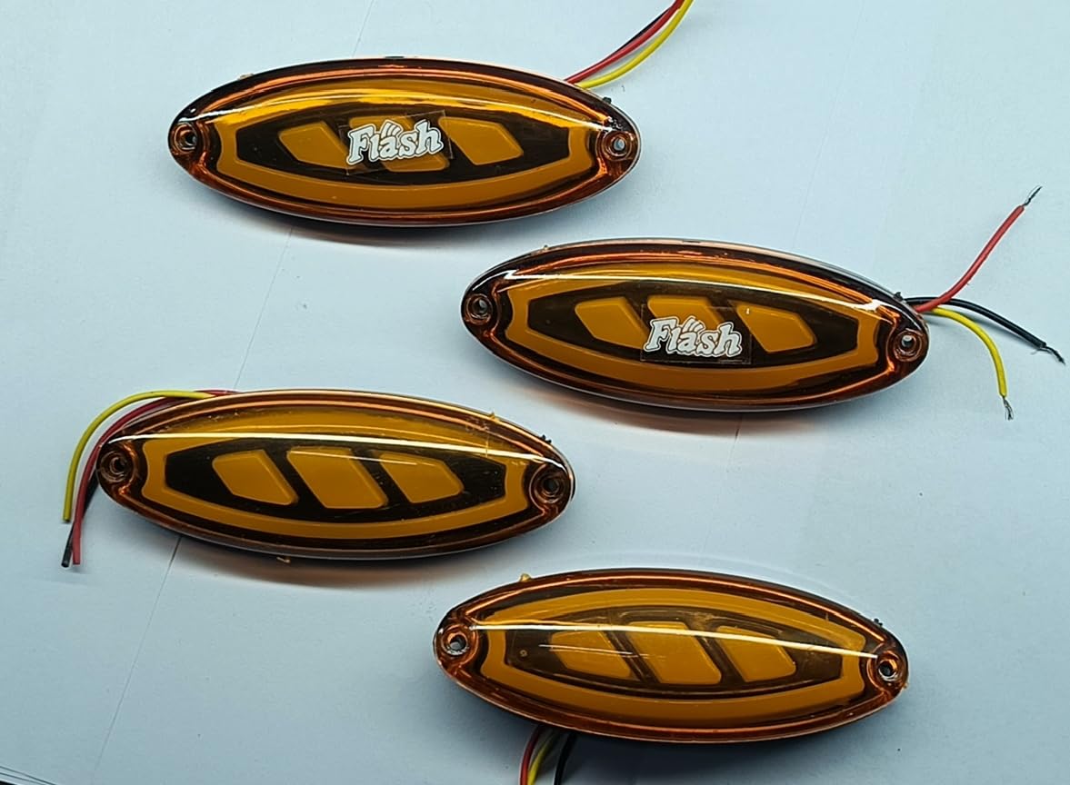 AUTO VORTEX SIDE MARKER YELLOW INDICATOR LED LIGHT NO 605 18 SMD WITH WIRE SET OF 4PICE FOR ALL VEHICLES,TRUCKS,TRAILERS,VAN,BUS,CAR,GYPSY,THAR,BIKE,E-RICKSHAW