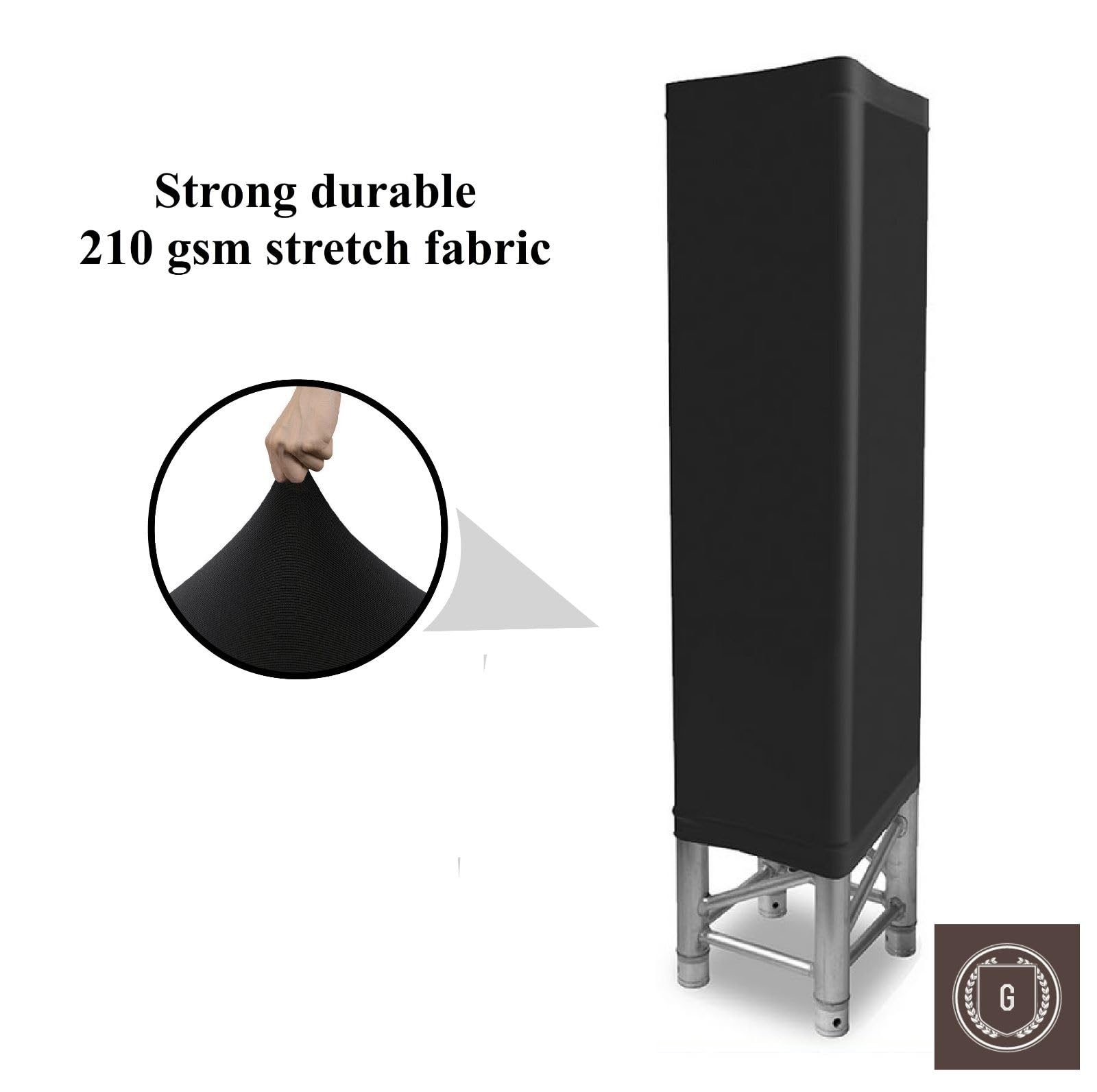 Coppia di cover totem in spandex, truss cover 30 x 30 cm, scelta di 5 altezza (bianco, 300 cm di altezza)