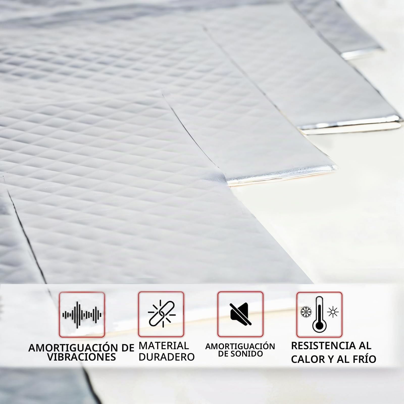 16 alfombrillas de aislamiento acústico para coche, 450 x 250 x 2 mm, de aluminio butilo, autoadhesivas, aislamiento de espuma, ignífugo, resistente a la humedad, resistente al agua