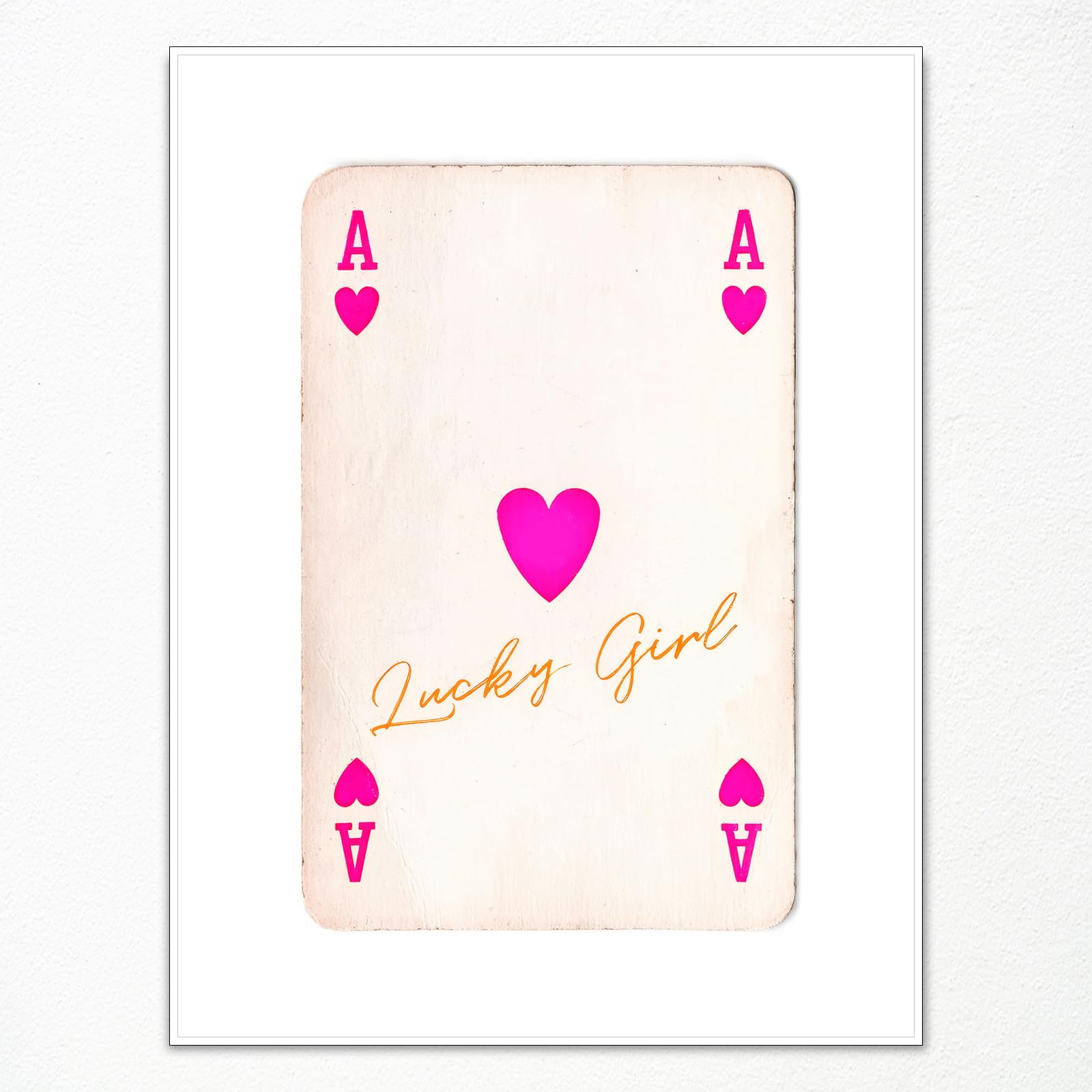 Wodkodnxy Girls Lucky Syndrome Canvas Wall Art, Retro Ace Of Hearts Poster For Room Aesthetic, Trendy Pink Orange Art Funky Picture For Bedroom Dorm Apartment Wall Decor 12X16in Unframed