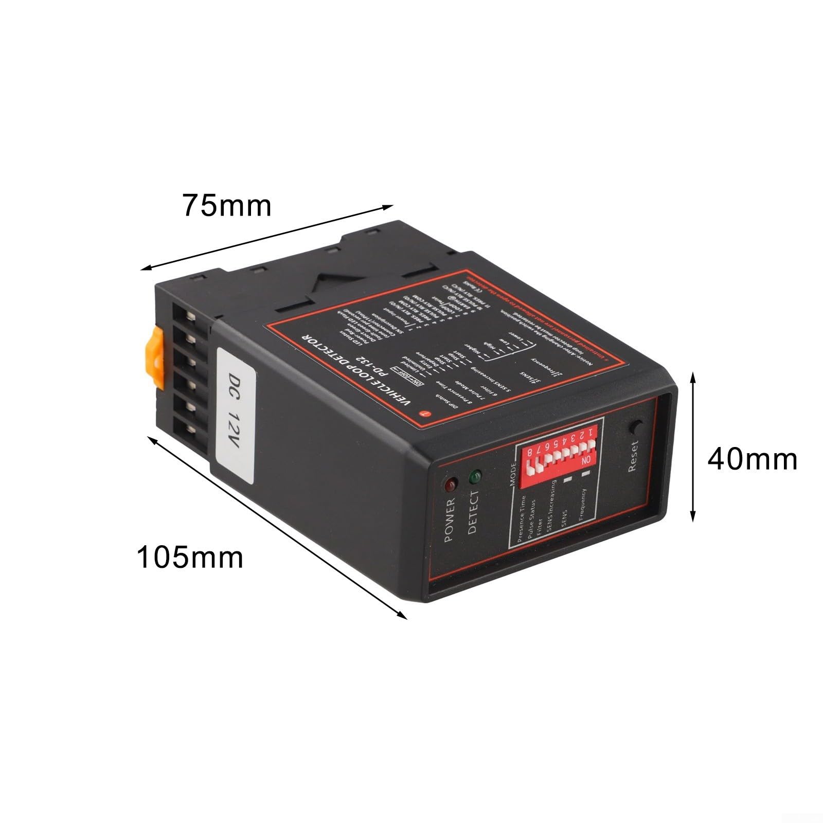 PD-132 Detector de bucle inductivo de un solo canal 12V/24V DC para puertas automáticas y sistemas de control de vehículos, negro (12V)