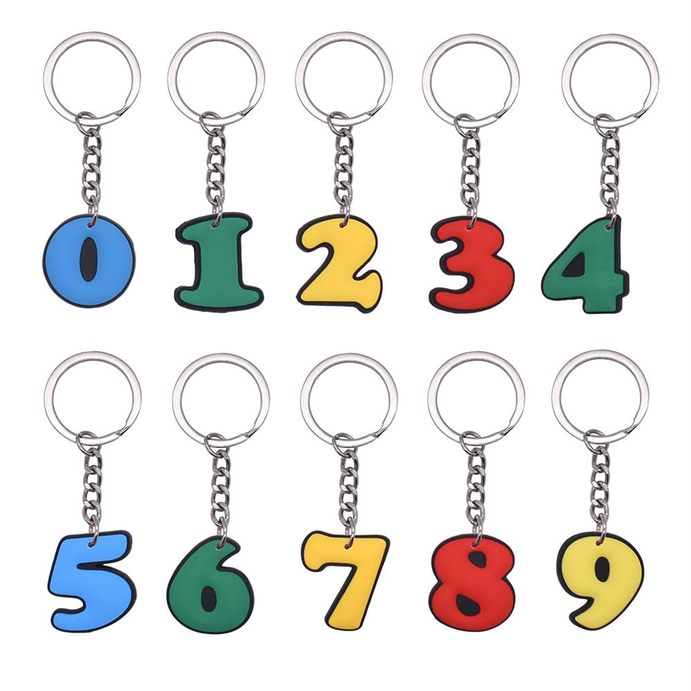 INSTITIZER 9PCs Number ID Tags Keychains Numbered Key Rings Number Key Chain Key Tag Set Club Team Member Key Chain Backpack Car Keys Door Keys Holder Card Pendant Accessories Multi-color
