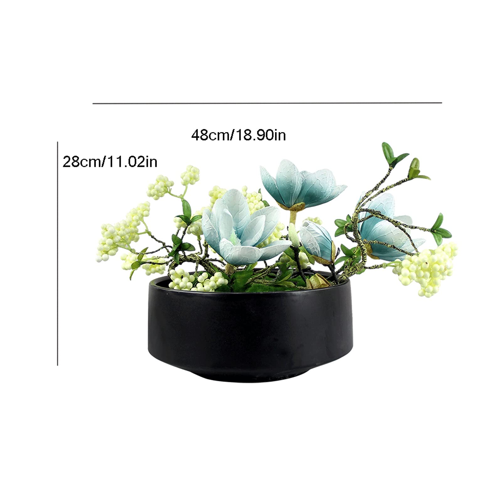 Sztuczne Kwiaty z Wazonem 11,02-calowa sztuczna orchidea Phalaenopsis, sztuczne kompozycje kwiatowe, fałszywe dekoracje roślinne do domu, jadalni (jasnoniebieski) Dekoracje ze Sztucznych Kwiatów