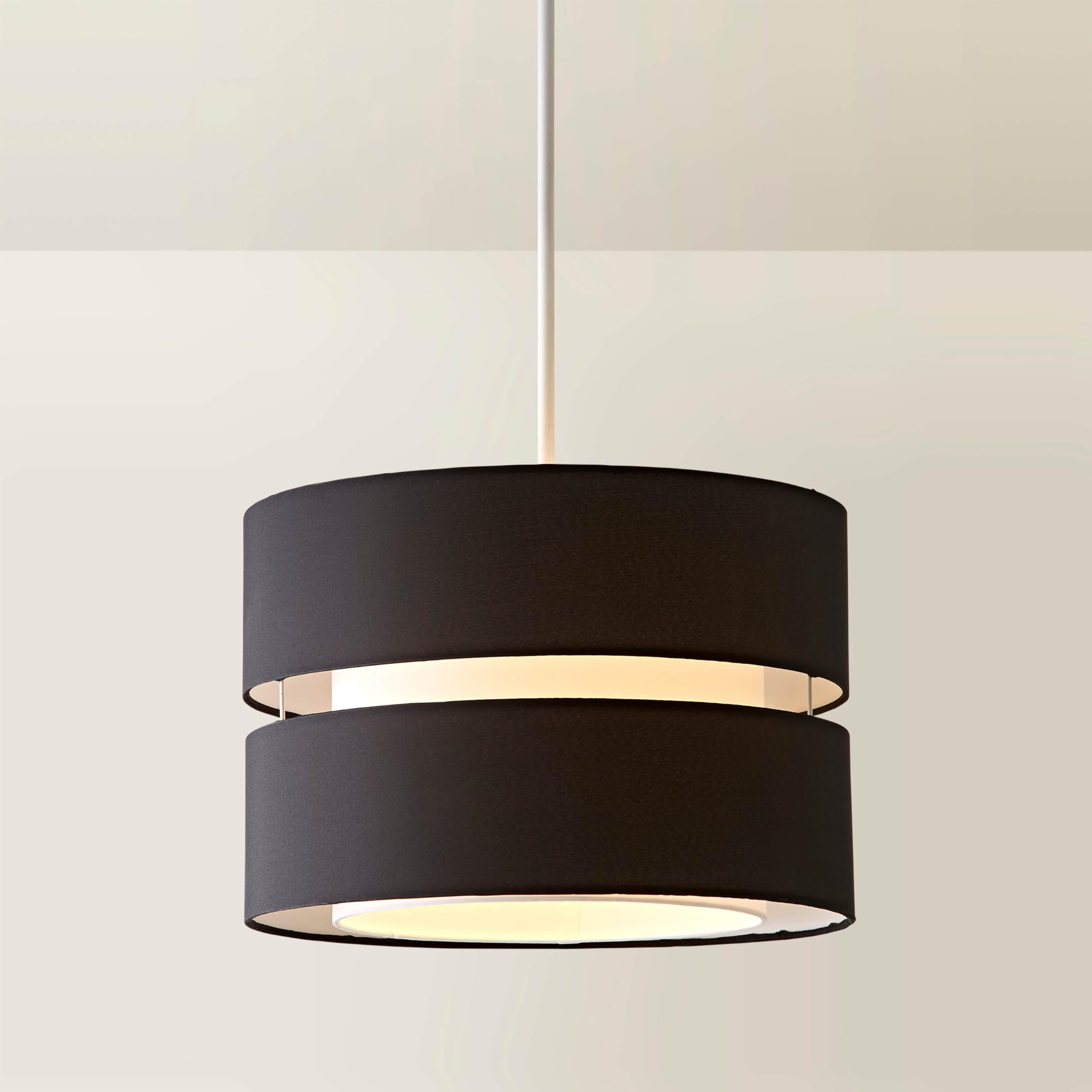 Minisun Black/White | Modern Large 2 Tier And Ceiling Light Shade | Pendant Lights, Home Décor & Improvement Essential | 35Cm Shade Width