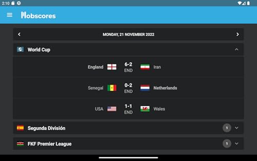 MobScores: Soccer Live Scores and Widget