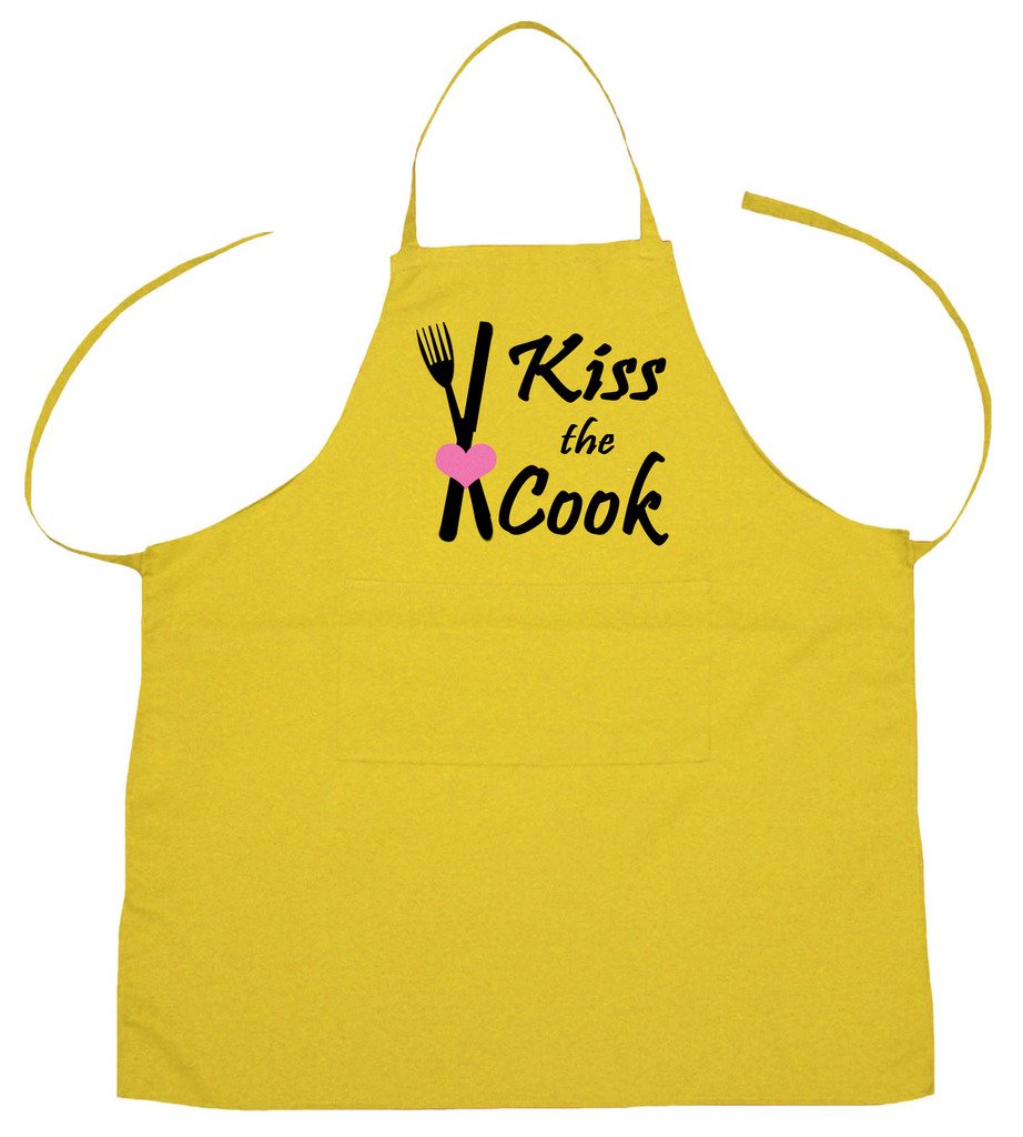 Petitebelle Kiss the Cook Unisex Adult Apron (Yellow)