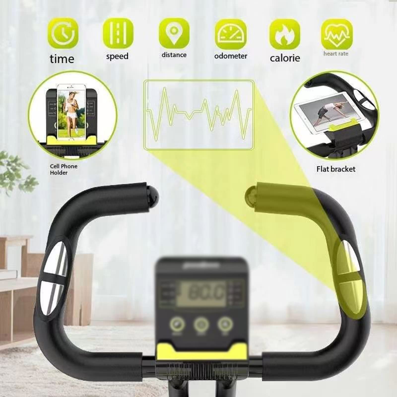 Rower treningowy, składany rower treningowy, mała kontrola magnetyczna Utrata masy ciała Rower treningowy Rower kryty Sprzęt fitness z taśmami oporowymi (red)
