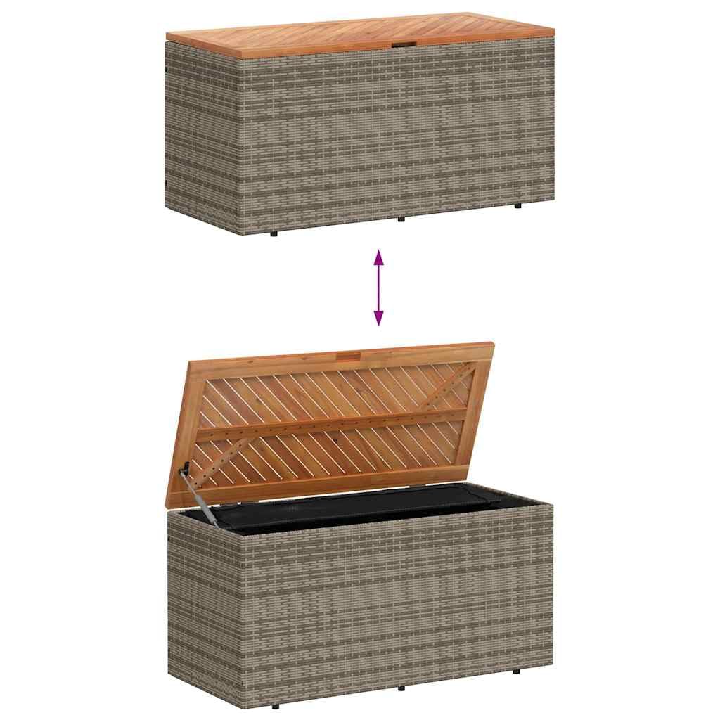 Générique Boîte de Rangement de Jardin Gris résine tressée Bois d'acacia,Meubles, Mobilier de Jardin, Coffres de Jardin, Gris (Poids 14.8KG)