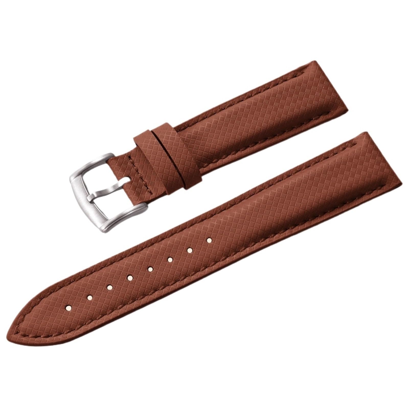 Generico Bracelet en toile pour voiles composite - Couches de cuir avec boucle, 18-22 mm(Brown-Silver Buckle,22mm)