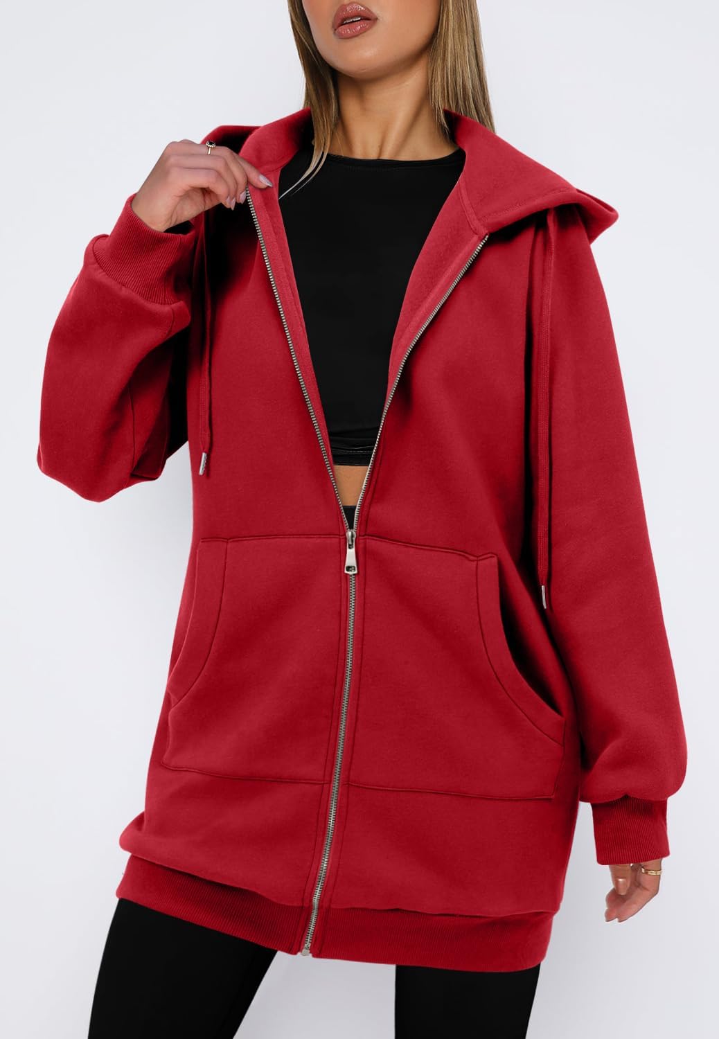 StunShow Women's Zip Up Hoodies Oversized Fleece Long Sleeve Sweatshirts Casual Fall Jacket Coat with Pocket(S-3XL) - Image 3