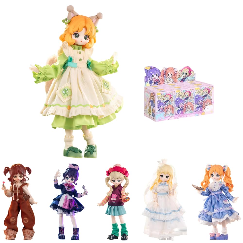 niannyyhouse BJD Blindbox-Figur, Ballgelenk-Puppe mit Kleidung, Maßstab 1:12, bunte Mädchen-Serie, bewegliche Sammelfigur, Actionfigur (6 Stück)