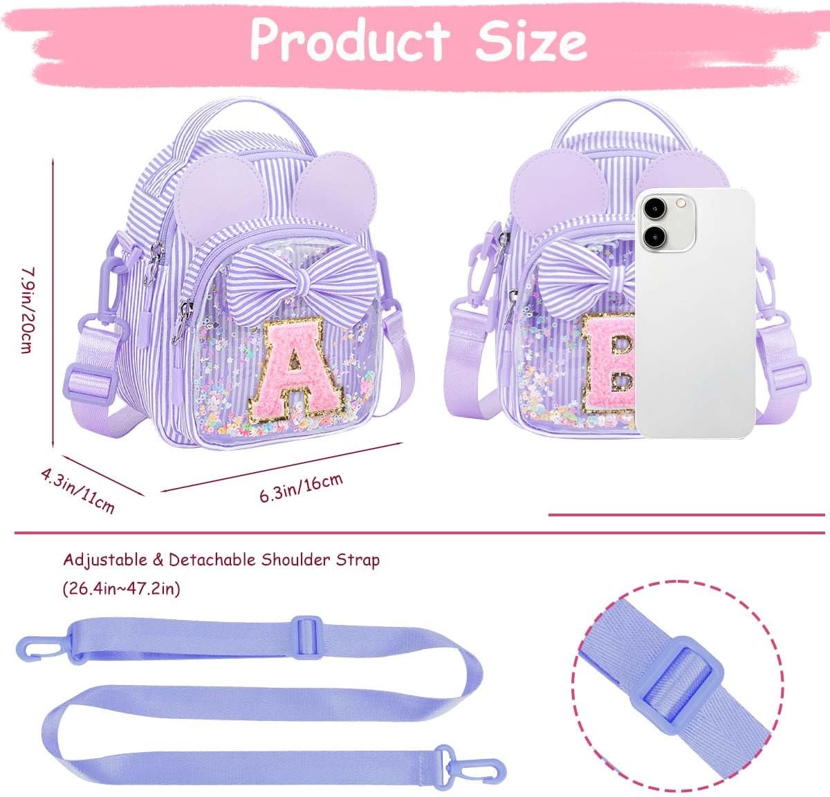 Purse Gifts for Little Girls - Initial Toddler Purse Birthday Gifts Cute Crossbody Bag Personalized Kids Toddler Purse Purple A image 4