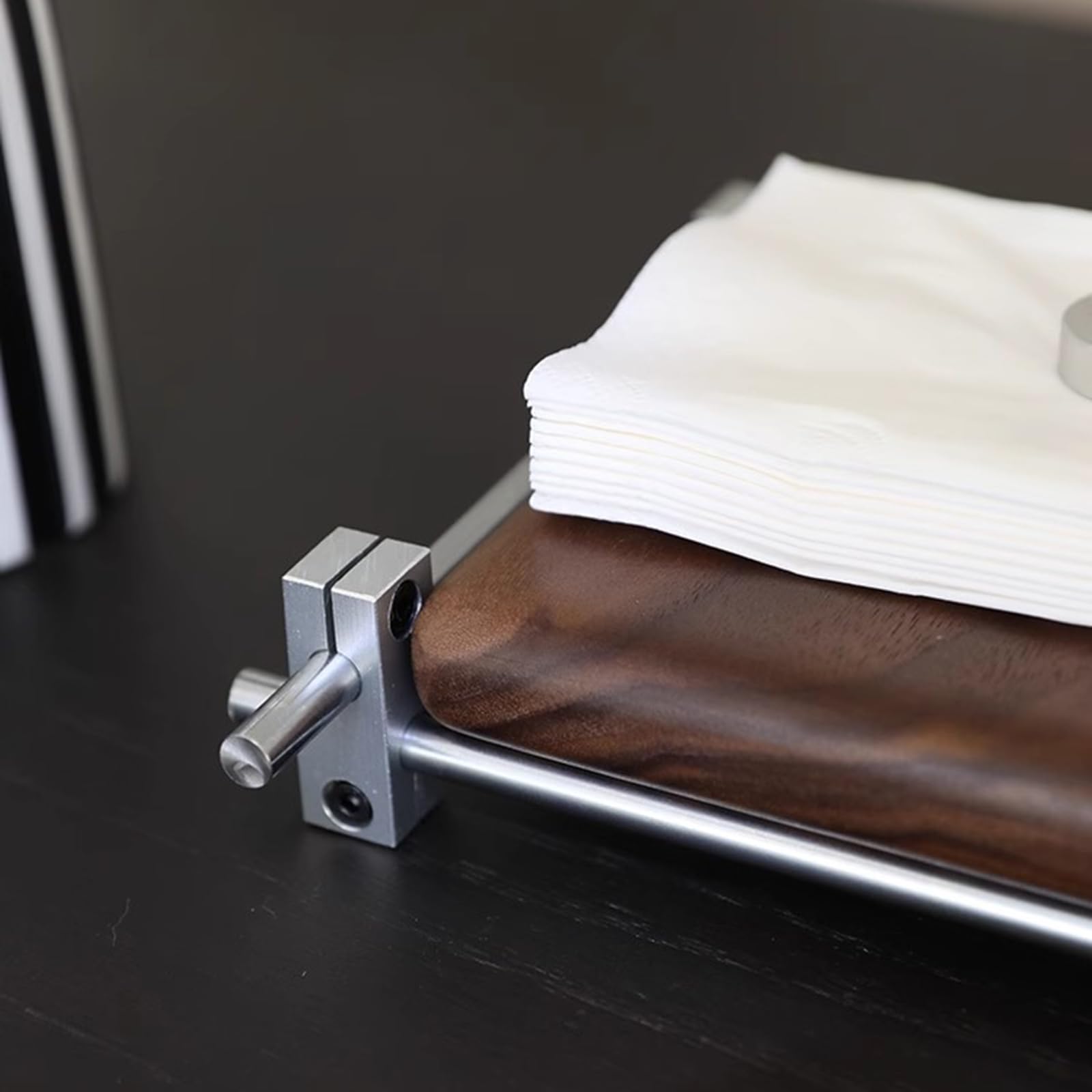 Servilletero, Dispensador De Servilletas De Papel Cuadrado, con Brazo con Peso De Acero Inoxidable, Base De Madera, para Encimeras De Cocina, Mesas De Comedor, Restaurantes