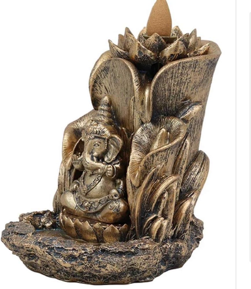 Pacific Giftware Ganesha Siting On Throne Backflow Incense Burner Home Decor