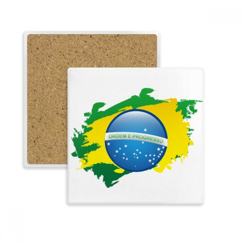 Drapeau Brésil dessous de verre anti-tache en pierre absorbante pour vos tables et tasses