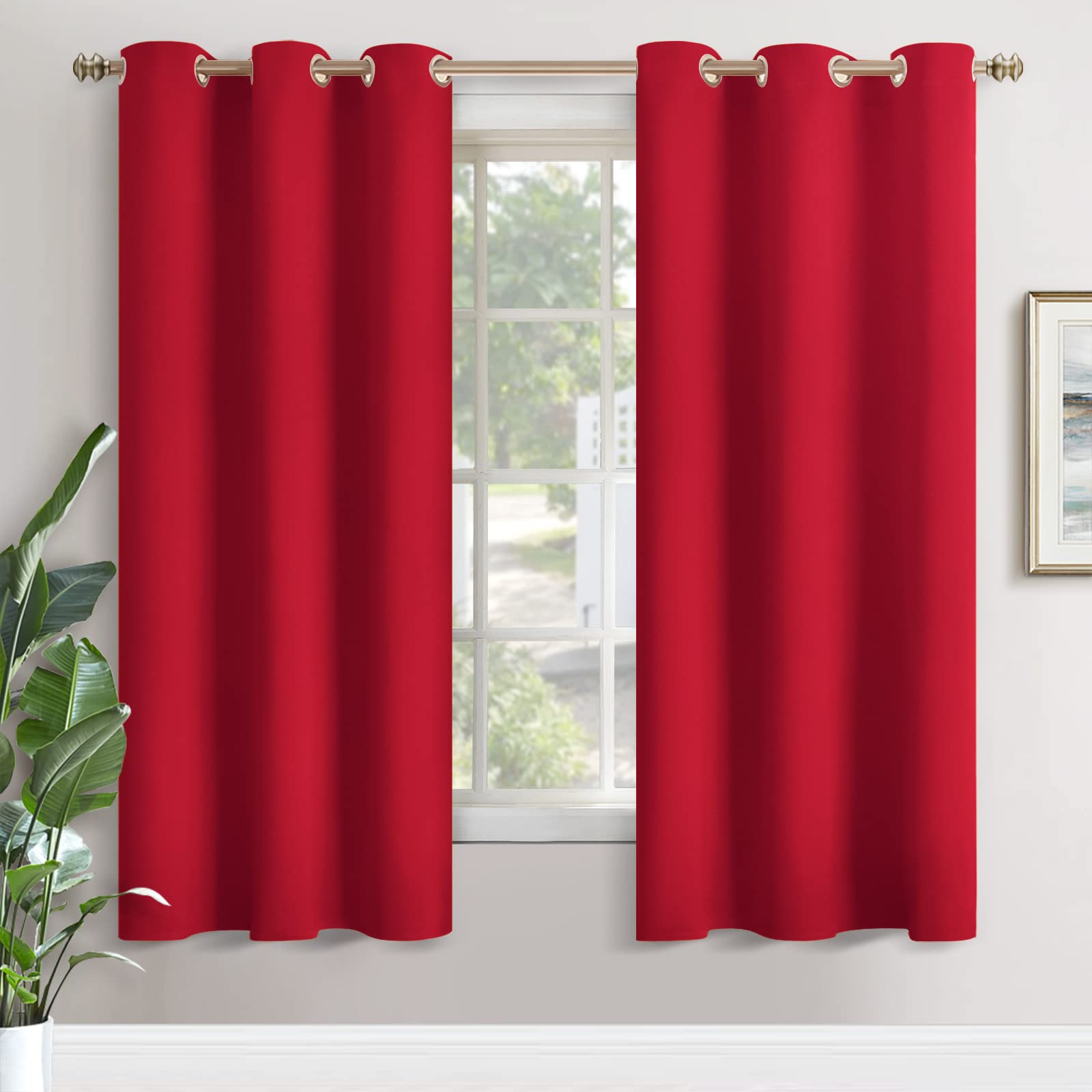 YoungsTex Red Blackout Curtains for Living Room - 72 Inch Length Thermal Insulated Drapes with Grommet Room Darkening for Bedroom Dining Light Blocking, 2 Panels, 42 x 72 Inch — image 1