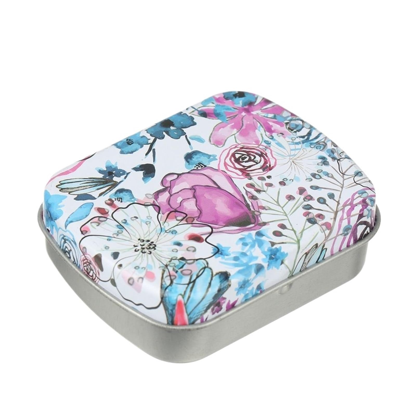 LuoAXINN Metal Tins with Lids Mini Metal Hinged Tin Box Rectangular Empty Flip Iron Candy Tea Container Jewelry Small Storage Case Protable Pill Boxs(Color1)