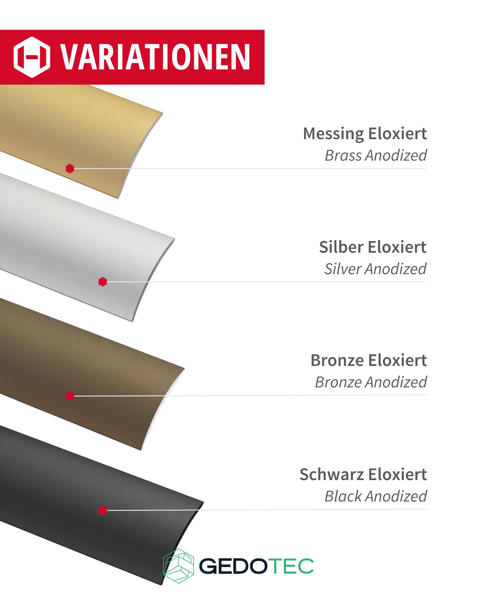 Gedotec Profilé de transition stratifié - Vinyle Profilé de transition autocollant Profilé de sol bombé | Seuil de porte à coller | Alu bronze anodisé | Profilé 30 x 900 mm