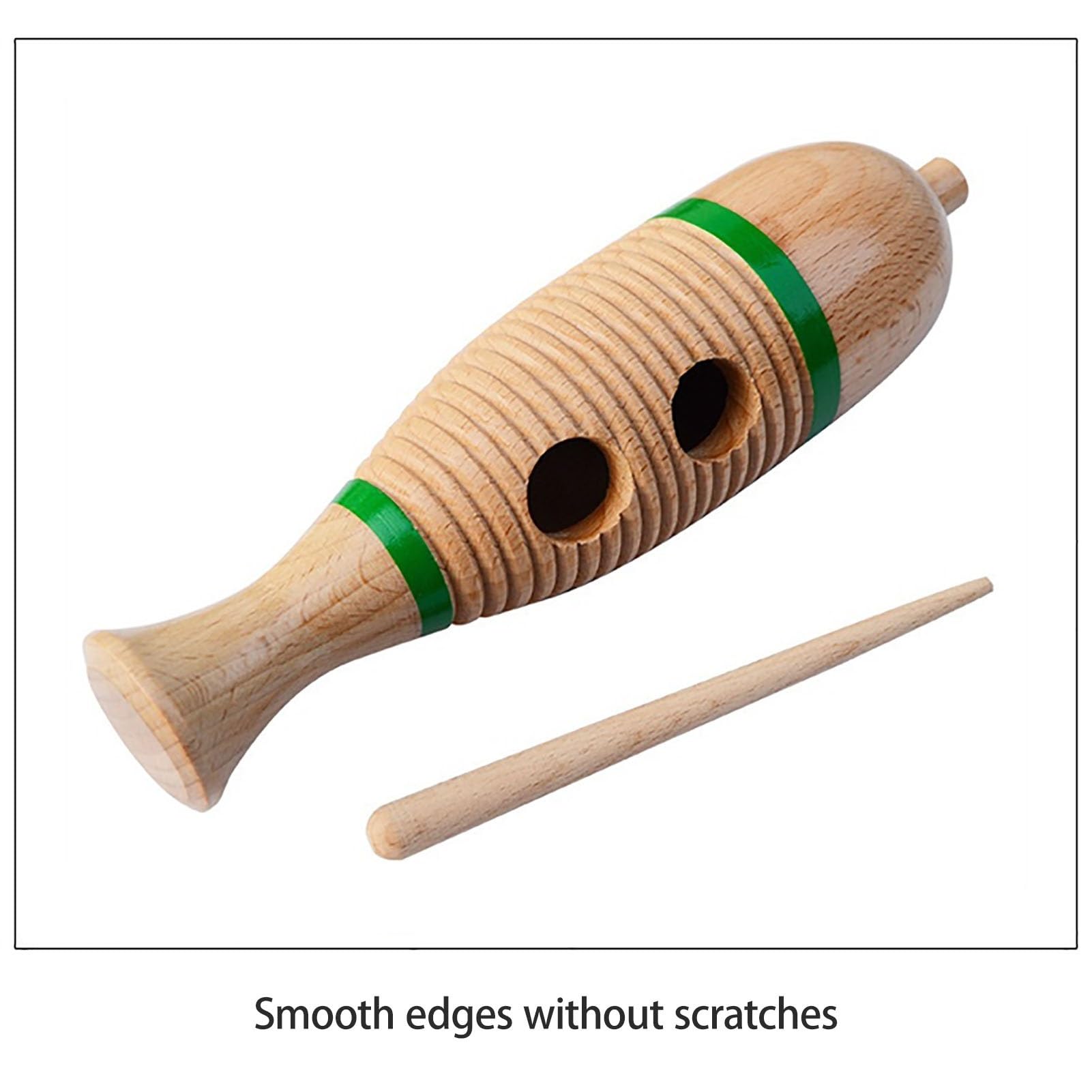 Set 3 Güiro In Legno A Forma Di Rana - Strumento Musicale Percussione, 5-8-10 Cm, Con Bacchetta - Foto 2