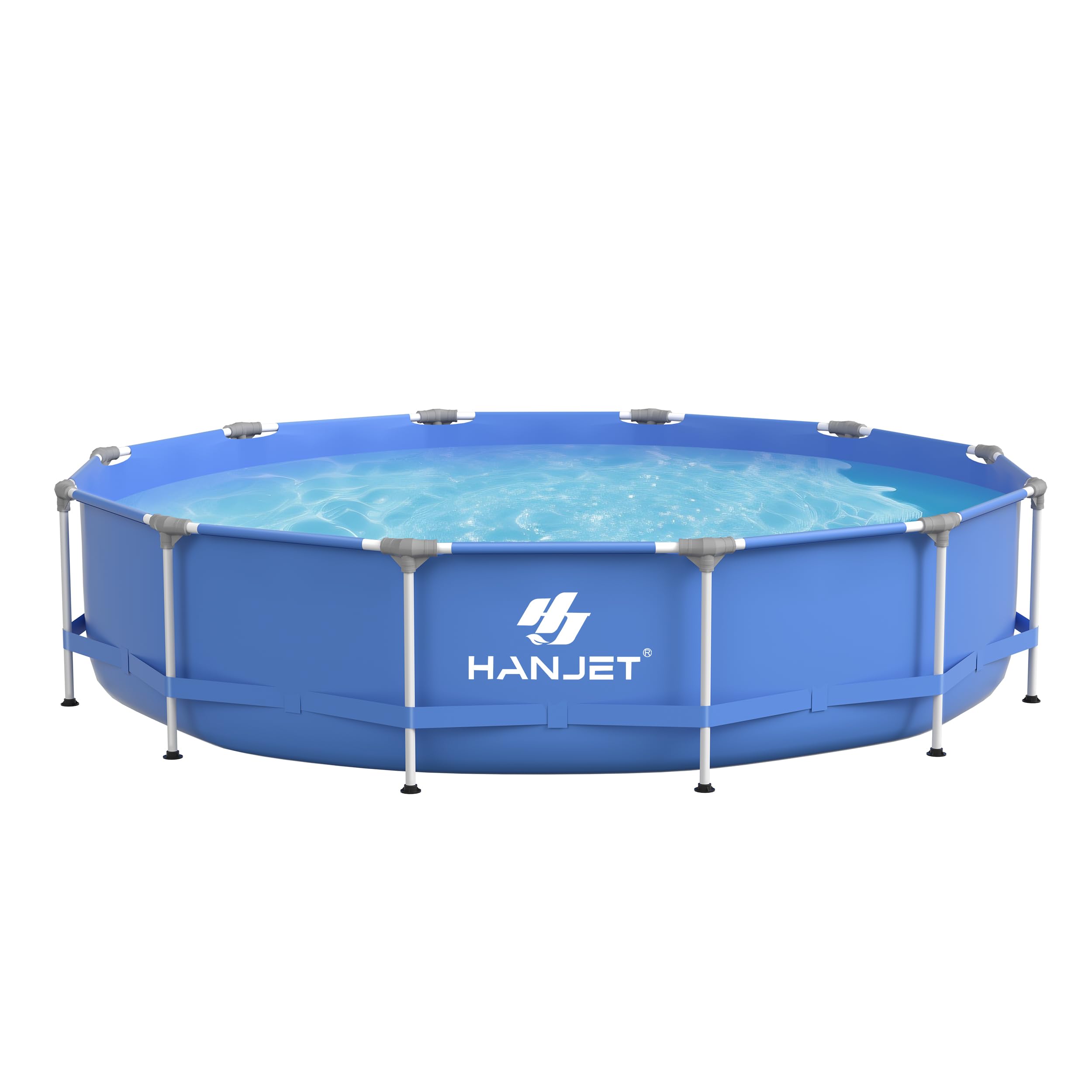 Steel Frame Piscine à cadre en polyéthylène (pas de PVC) – Piscine de jardin hors sol – Piscine d'été avec cadre en acier pataugeoire pour l'extérieur arrière-cour – Ronde, bleue (diamètre 366