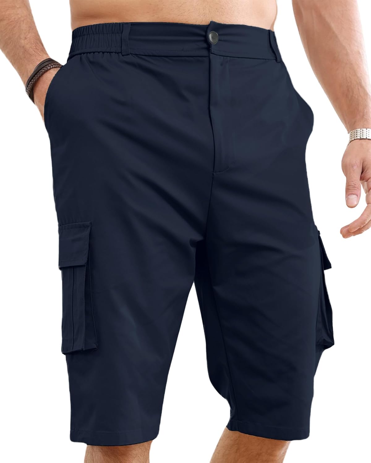 Short Cargo Homme En Coton - Taille Élastique, Multi-Poches - Confort Et Pratique