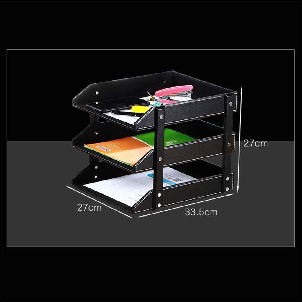 Organizador de bandeja de documentos de cuero de 3 niveles, organizador de escritorio, bandeja de papel para archivos, papelería, periódicos, correo, suministros de oficina