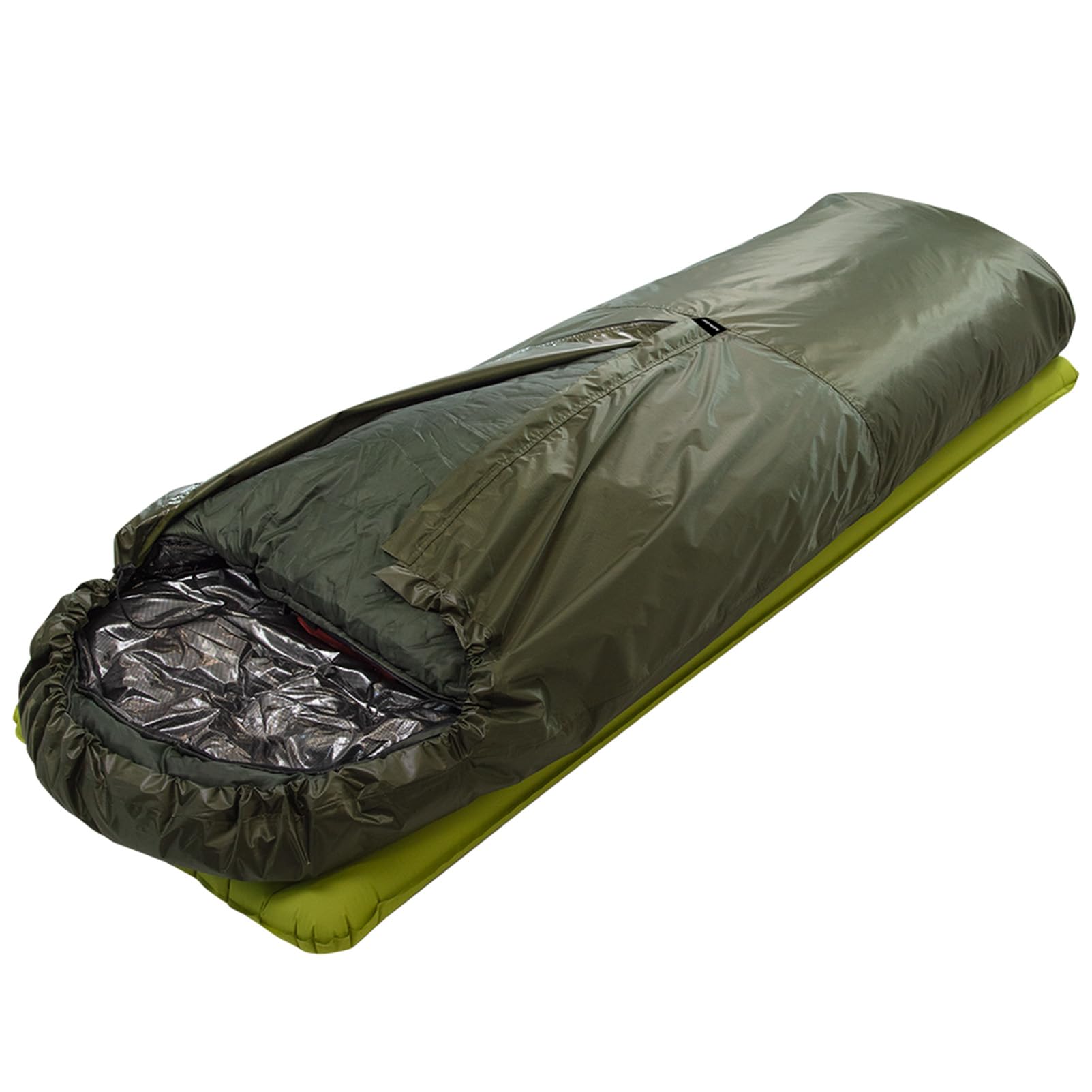 Sanmum Ultralightweight Bivy Sack, Ventilate Sleeping Bags - Compact, Lightweight, Waterproof, Reusable, for Adventure, Camping & Emergency (Green)