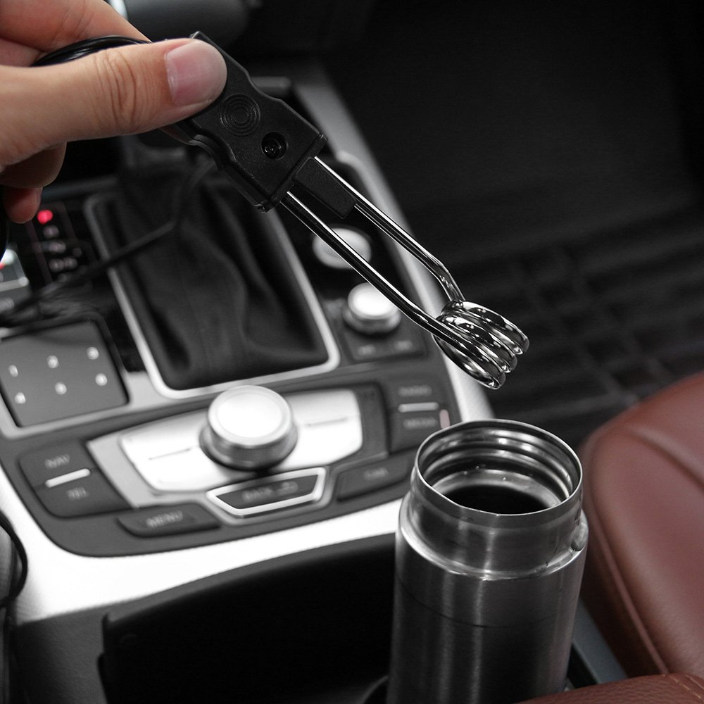 Winbang Calentador de Bebida para automóvil, Calentador de Bebida para automóvil de 12 V Calentador de Agua de café de té líquido de inmersión eléctrico automático, Negro