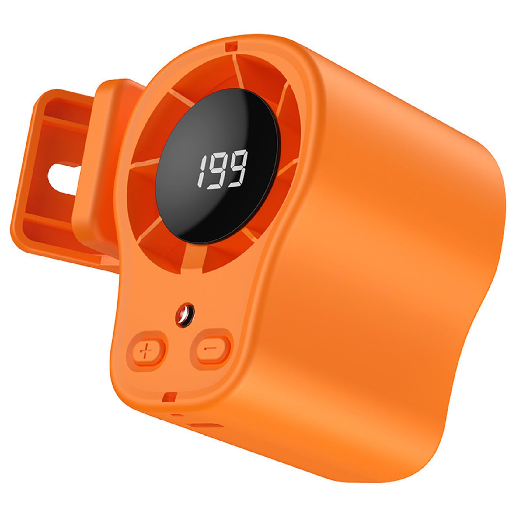 Hperu Usb Rechargeable Portable Mini Clip Fan with 199 Speeds and Cooling Mode 12H Runtime Led Light for Car Vent office Camping Travel, Orange