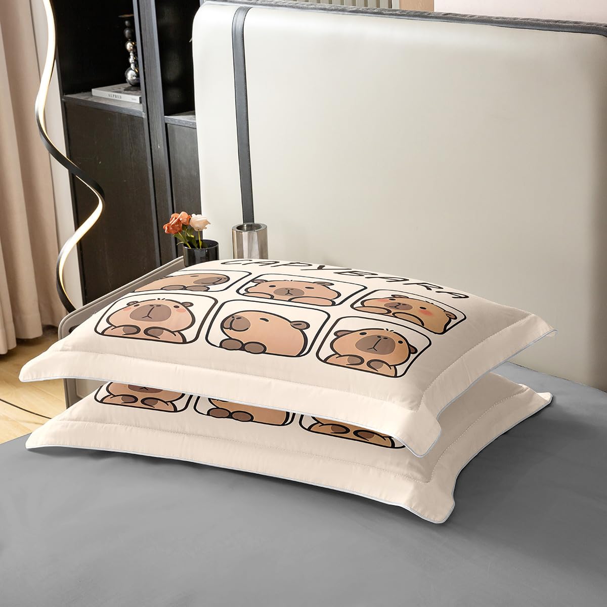 Homewish Capybara 100% Baumwolle Bettbezug 135x200 für Kinder Erwachsene,Niedliche Tiere Bettwäsche Set,Capybara Liebhaber Tröster Abdeckung,Rustikales Bauernhaus Bett Set,1 Kissenbezug Zimmer Dekor