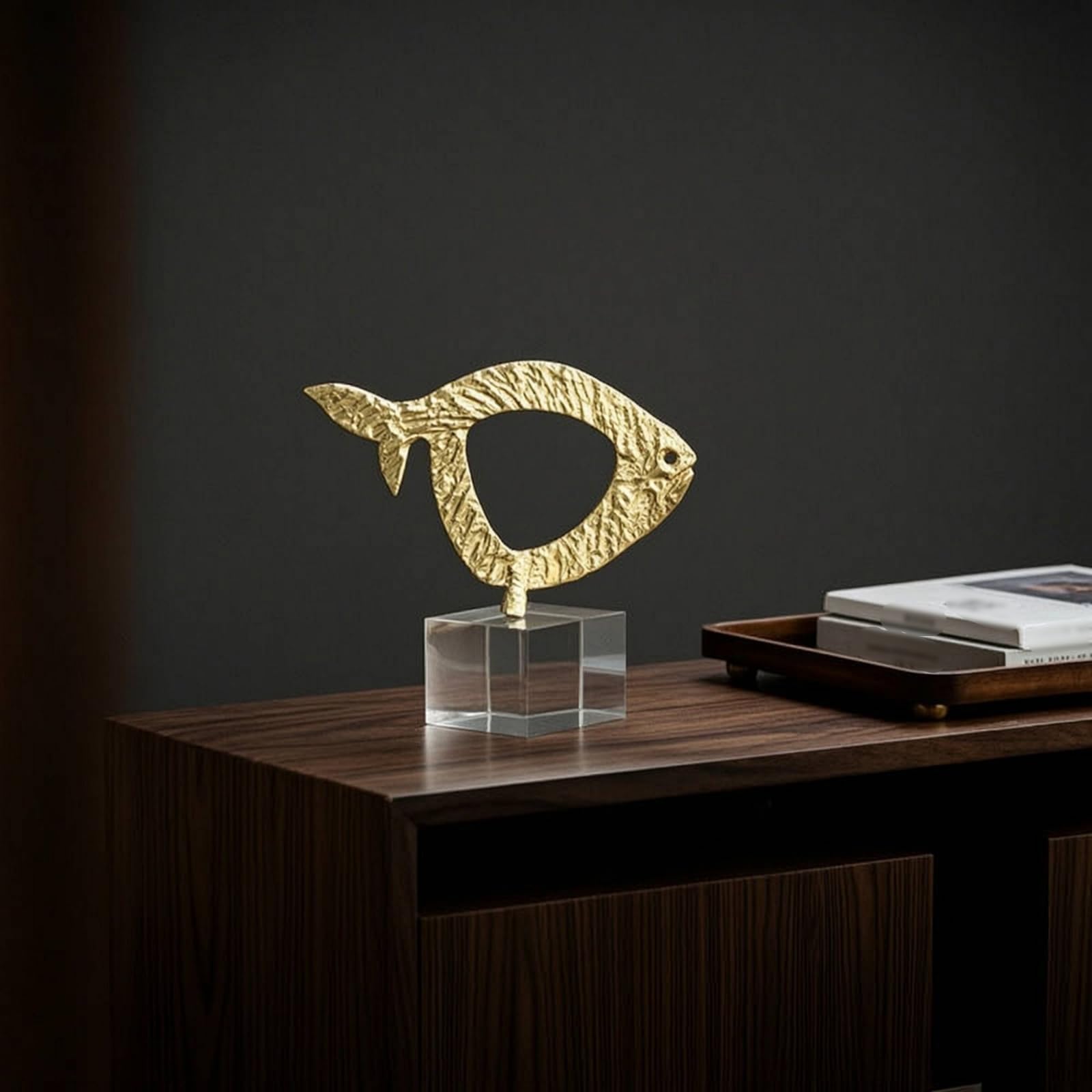 TISHITA Escultura Decorativa Estatua Adorno Figura de Aleación Montada de Cristal Superficie Texturizada Que Refleja la Luz Adecuada para Mesa Auxiliar Mueble, 200 70 170mm