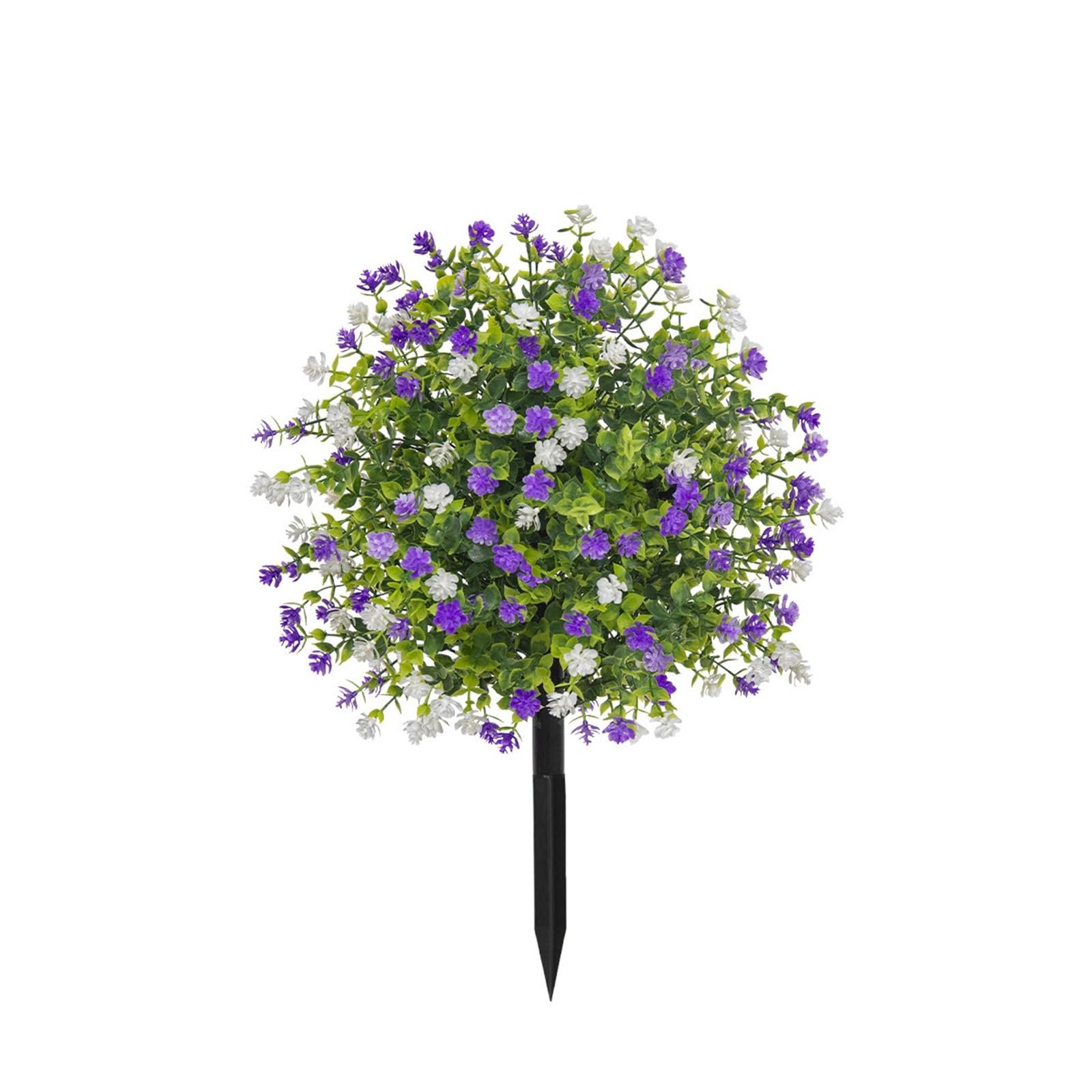 Wbcdxcbb Whiteandpurple Simulation Camellia And Eucalyptus Leaf Ground Insert Artificial Flowers Fake Plants For Outdoor Garden Decoration 1Pcs(Whiteandpurple)