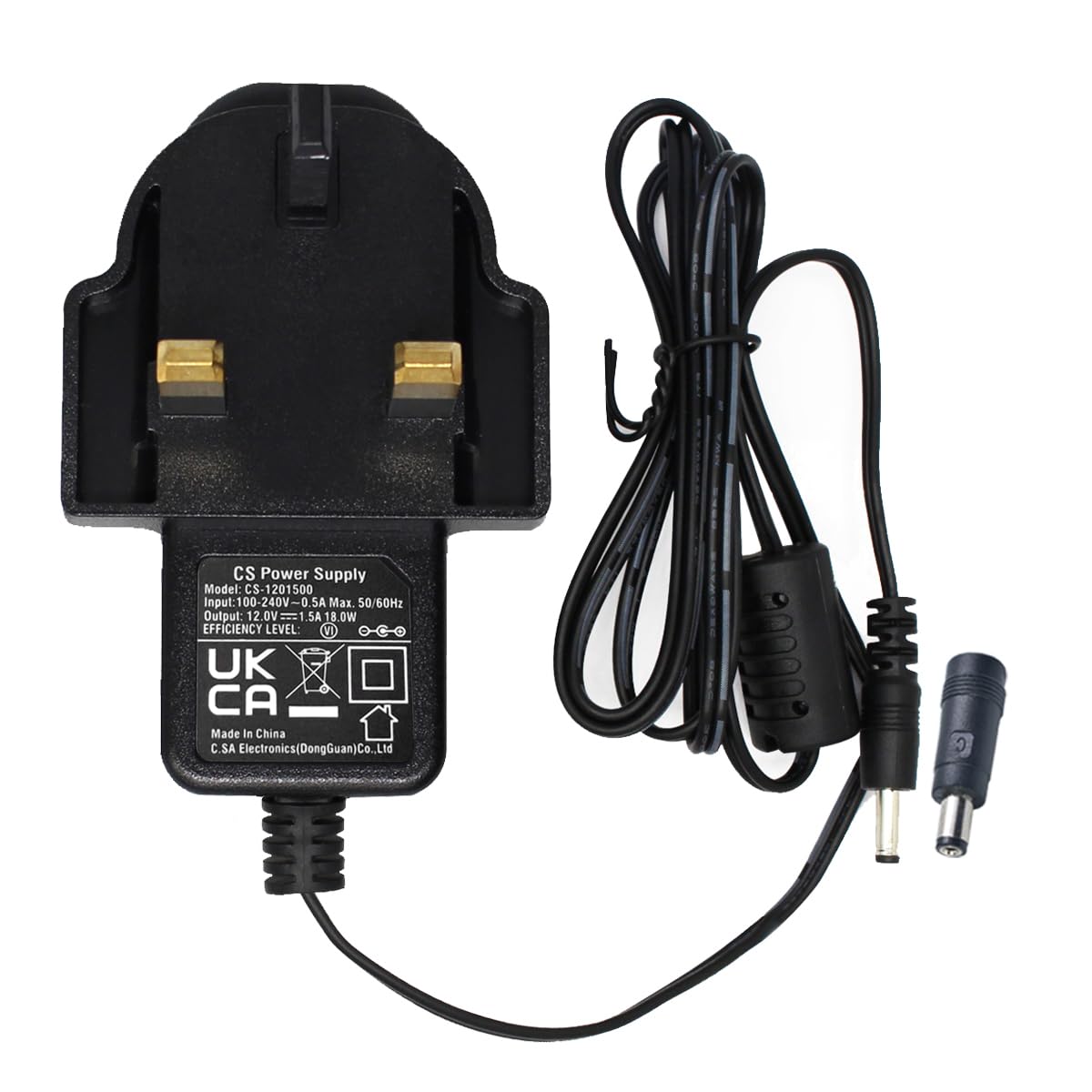 Security-01 AC to DC 12V 1.5A Power Adapter Supply, Plug UK 3.5mm x 1.35mm with 5.5mm x 2.1mm Tip, for CCTV Cameras