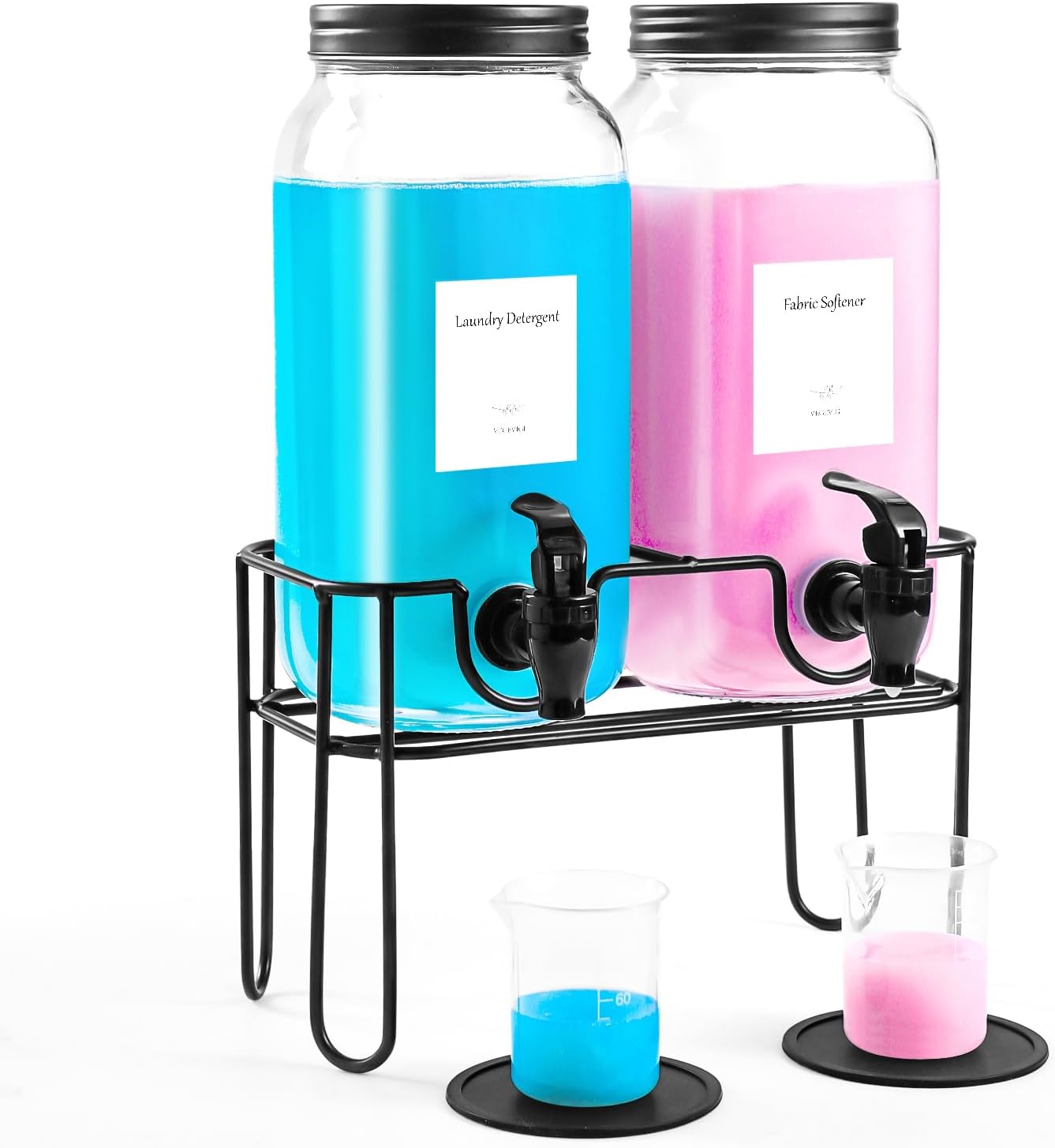 70oz laundry detergent dispenser with stand fabric softener set