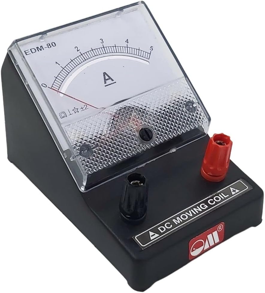 Meters EDM-80 Desk Stand Analog 0-5 A Ammeter | Moving Coil Ampere Meter | Meter For Educational purpose | Black