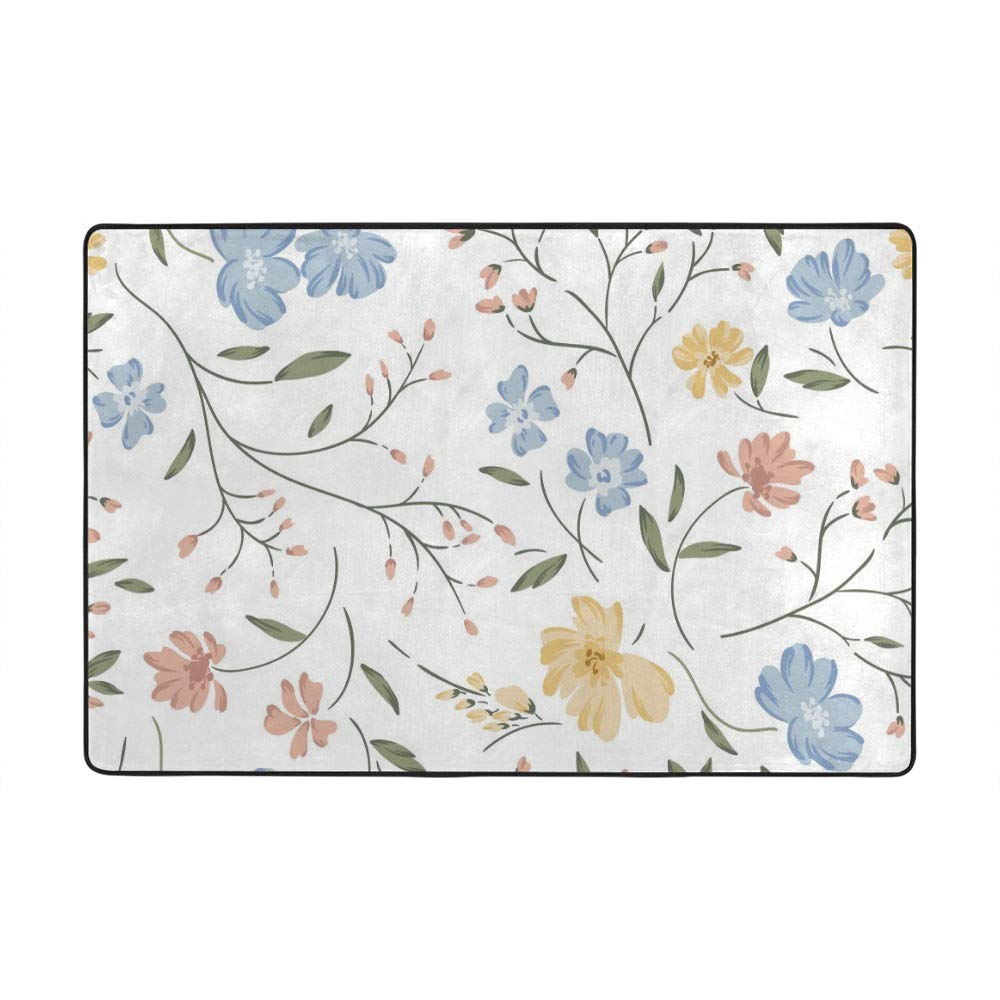 Tapis de sol fleurs de prairie grand tapis salon velours corail épais