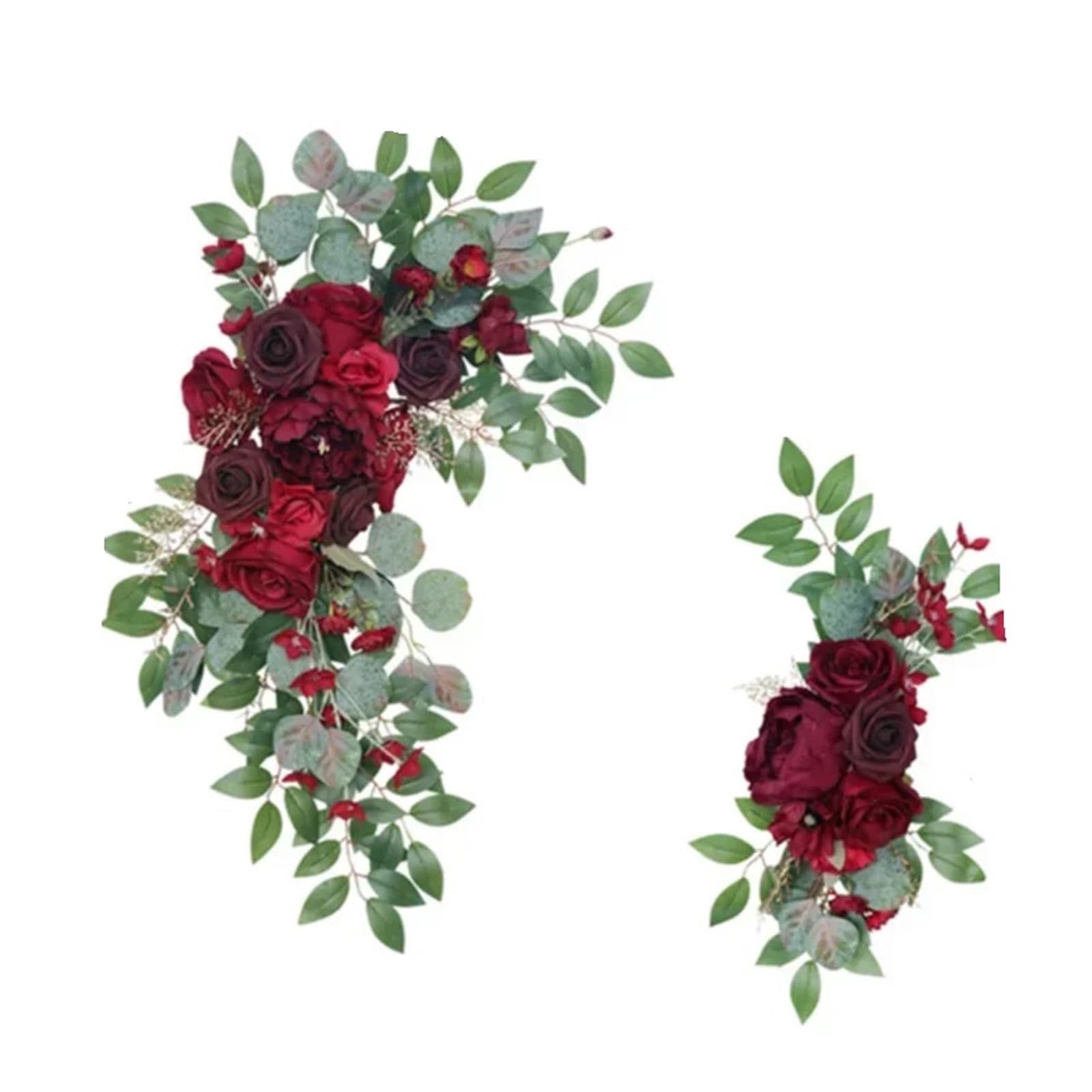 DSFIHJO Artificial Flower Vine 2Pcs Artificial Wedding Arch Flowers Kit Garlands Silk Peony Flower Swag Welcome Sign Floral For Ceremony Party(Red)