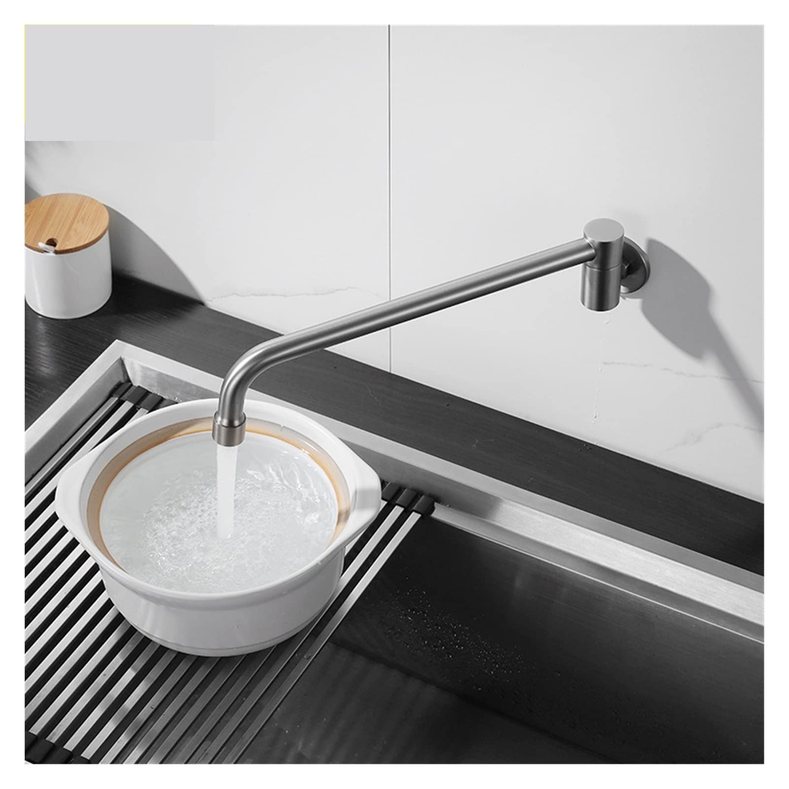 SaryEdge Copper Brushed Single Cold Basin Faucet Balcony Mop Pool Extended Faucet Semi-automatic Swing Switch Faucet,