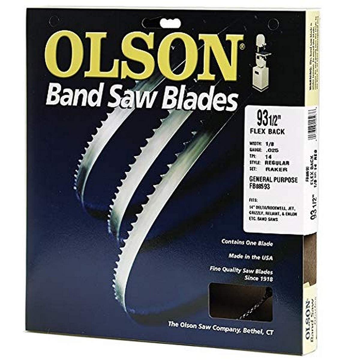 Olson Saw FB08593DB 1/8 by 0.025 by 93-1/2-Inch HEFB Band 14 TPI Regular Saw Blade Pack of 3