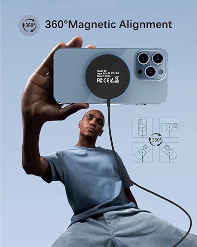 Miniatura 4 de Cargador magnético inalámbrico Apple MagSafe para iPhone 15141312 Series, AirPods - Almohadilla de carga LED con puertos duales