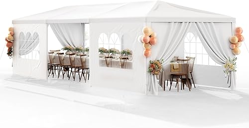 Tienda de campaña para fiestas de 10 x 30 pulgadas con 8 paredes laterales extraíbles y ventanas transparentes, carpa exterior para eventos de