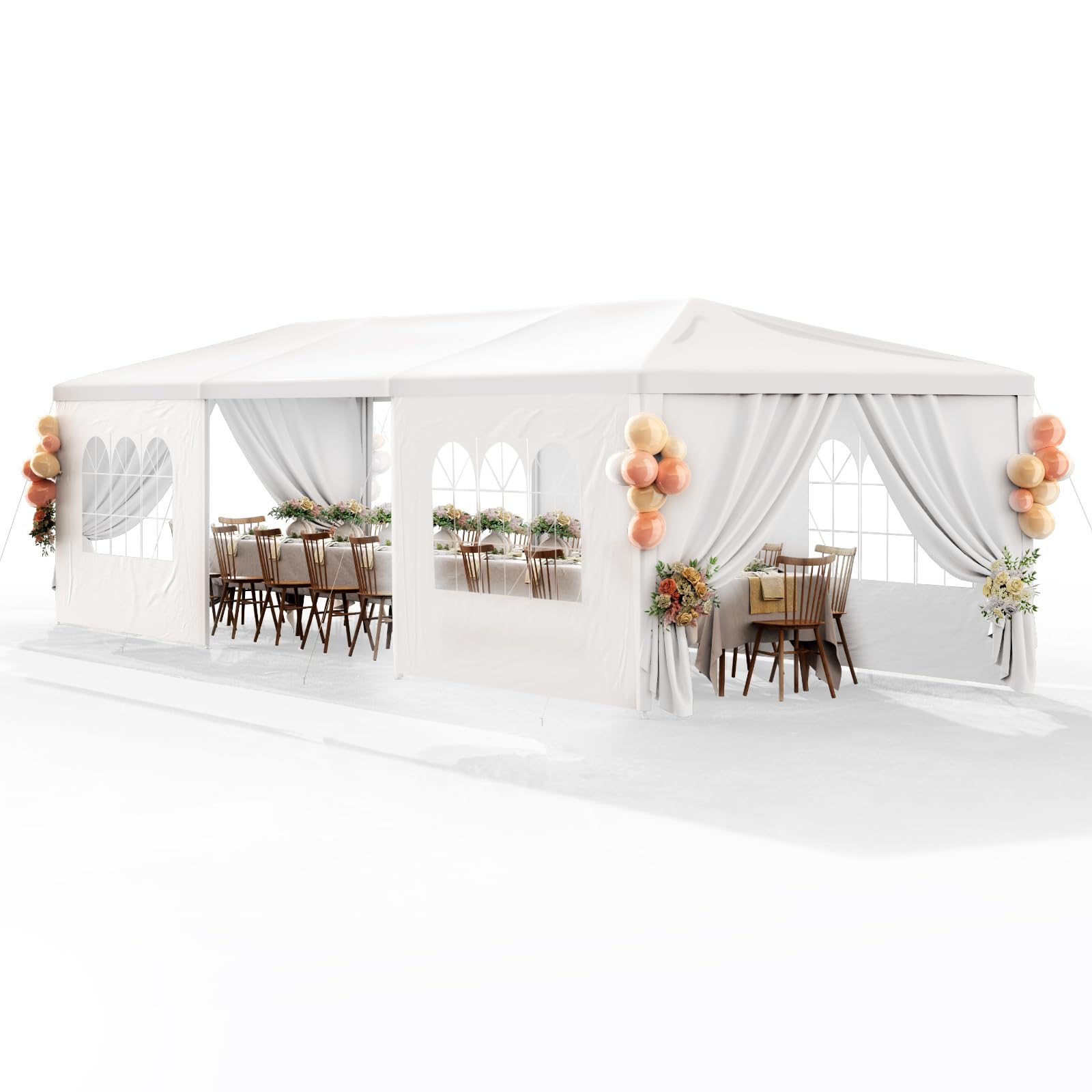 Party Tent 10x30 Outdoor Wedding White Tents for Parties, Heavy Duty Canopy Event Tents for Parties Gazebo Shelter with 7 Removable Sidewalls Waterproof Party Wedding BBQ Events Tent Shelter