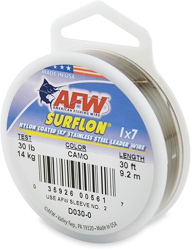 Miniatura 14 de Alambre de pesca americano Surflon recubierto de nailon de 1 x 7 pulgadas, línea líder de pesca para agua salada, prueba de 10 libras, prueba de 250