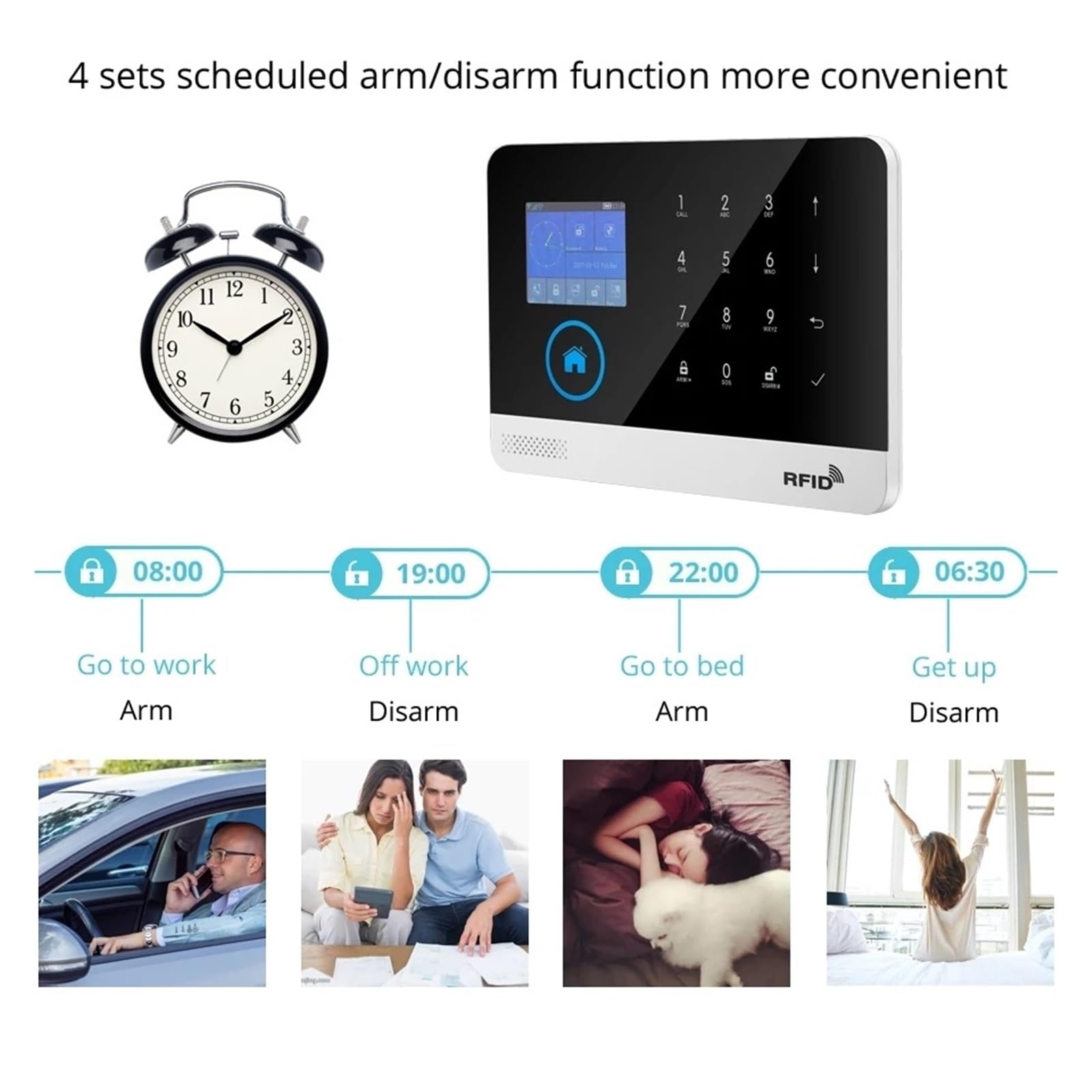 Sistema de alarma de seguridad para el hogar, Alarma inteligente, cable inalámbrico, en casa, GSM, seguridad del hogar con Sensor Detector de movimiento, de alarma antirrobo, Control por aplicación p