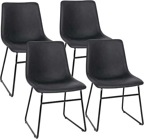 Miniatura 7 de SUPER DEAL Juego de 2 sillas de comedor para cocina y comedor, estilo vintage, con cojín de piel sintética, sillas de bar sin brazos con marco de